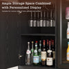 53" Mini Fridge Cabinet with Power Outlet,Fluted Coffee Bar Cabinet with Mini Fridge Space,Buffet Sideboard with Drawers,Black
