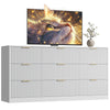 63" W Fluted 9 Drawer Dresser for Adult,Wooden Bedroom Dresser,Dresser TV Stand up to 70" for Living Room,White