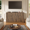 55.1" W Fluted 7 Drawer Dresser for Adult,Wooden Bedroom Dresser,Dresser TV Stand up to 65" for Living Room,Brown