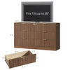 55.1" W Fluted 6 Drawer Dresser for Adult,Wooden Bedroom Dresser,Dresser TV Stand up to 65" for Living Room,Oak