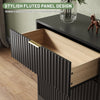 55.1" W Fluted 6 Drawer Dresser for Adult,Wooden Bedroom Dresser,Dresser TV Stand up to 65" for Living Room,Black