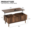 Fluted Lift Top Coffee Table with Storage, 39.4" Width Rising Coffee Tables with Hidden Compartment, Wood Center Table for Living Room Office, Brown