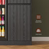 53" Mini Fridge Cabinet with Power Outlet,Fluted Coffee Bar Cabinet with Mini Fridge Space,Buffet Sideboard with Drawers,Black