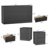 3-Piece Modern Bedroom Set - 6 Drawer Wide Dresser & Nightstands Set of 2 with Fluted Design, Anti-Tip Safety Black Natural Wood Storage Furniture for Bedroom,Hallway 6+4,Black