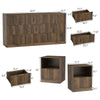 3-Piece Modern Bedroom Set - 9 Drawer Wide Dresser & Nightstands Set of 2 with Fluted Design, Anti-Tip Safety Brown Natural Wood Storage Furniture for Bedroom,Hallway 9+2,Brown