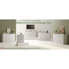 55.1" W Fluted 8 Drawer Dresser for Adult,Wooden Bedroom Dresser,Dresser TV Stand up to 65" for Living Room,White
