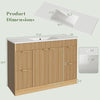 48" Fluted Bathroom Vanity Cabinet with 4 Drawers,Bathroom Vanity with Sink and Soft-Close Doors,Freestanding Bathroom Sink Cabinet,OAK