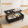 Fluted Lift Top Coffee Table with Storage, 39.4" Width Rising Coffee Tables with Hidden Compartment, Wood Center Table for Living Room Office, Black