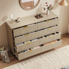 Fluted 9 Drawers Dresser, 55.1" Wide Modern Chest of Drawers with Wood Foot, Dresser TV Stand Up to 65 Inch TV, Wood Drawer Organizer for Bedroom, Living Room, Hallway - Cream