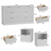 3-Piece Modern Bedroom Set - 7 Drawer Wide Dresser & Nightstands Set of 2 with Fluted Design, Anti-Tip Safety White Natural Wood Storage Furniture for Bedroom,Hallway 7+2,White