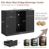 53" Mini Fridge Cabinet with Power Outlet,Fluted Coffee Bar Cabinet with Mini Fridge Space,Buffet Sideboard with Drawers,Black
