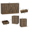 3-Piece Modern Bedroom Set - 6 Drawer Wide Dresser & Nightstands Set of 2 with Fluted Design, Anti-Tip Safety Brown Natural Wood Storage Furniture for Bedroom,Hallway 6+6,Brown