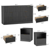 3-Piece Modern Bedroom Set - 7 Drawer Wide Dresser & Nightstands Set of 2 with Fluted Design, Anti-Tip Safety Black Natural Wood Storage Furniture for Bedroom,Hallway 7+2,Black