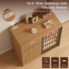 39.4" Mini Fridge Cabinet with Power Outlet,Fluted Coffee Bar Cabinet with Mini Fridge Space,Buffet Sideboard with Drawers,Natural