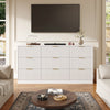 63" W Fluted 9 Drawer Dresser for Adult,Wooden Bedroom Dresser,Dresser TV Stand up to 70" for Living Room,White
