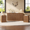 3-Piece Modern Bedroom Set - 9 Drawer Wide Dresser & Nightstands Set of 2 with Fluted Design, Anti-Tip Safety Light Walnut Natural Wood Storage Furniture for Bedroom,Hallway 9+6,Light Walnut
