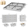 4-Piece Bedroom Set for Adult, Fluted King Floating LED Bed Frame with 2 Nightstands and Fluted 9 Drawer Dressers,White King,9+4 Drawers,White