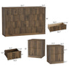 3-Piece Modern Bedroom Set - 8 Drawer Wide Dresser & Nightstands Set of 2 with Fluted Design, Anti-Tip Safety Brown Natural Wood Storage Furniture for Bedroom,Hallway 8+4,Brown