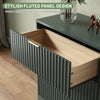 55.1" W Fluted 6 Drawer Dresser for Adult,Wooden Bedroom Dresser,Dresser TV Stand up to 65" for Living Room,Green