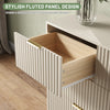 55.1" W Fluted 7 Drawer Dresser for Adult,Wooden Bedroom Dresser,Dresser TV Stand up to 65" for Living Room,Beige