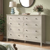 8-Drawer Dressers for Bedroom,55.1"Width Modern Chest of Drawer with Metal Handlesfor Living Room,Hallway,Entryway,Beige