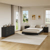 4-Piece Bedroom Set for Adult, Fluted Queen Floating LED Bed Frame with 2 Nightstands and Fluted 9 Drawer Dressers,Black Queen,9+4 Drawers