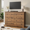 55.1" Wide Dresser for Bedroom, 8 Drawer Dresser with Large Drawers, Dresser for TVs Up to 65",Brown