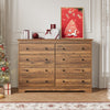 55.1" Wide Dresser for Bedroom, 8 Drawer Dresser with Large Drawers, Dresser for TVs Up to 65",Brown