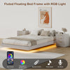 4-Piece Bedroom Set for Adult, Fluted Queen Floating LED Bed Frame with 2 Nightstands and Fluted 9 Drawer Dressers,White Queen,9+6 Drawers