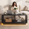 Coffee Table with LED Lights, 47.2" W TV Stand Center Table with 2-Tiers for Living Room,Black