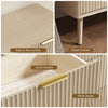 Fluted 7 Drawers Dresser, 55.1" Wide Modern Chest of Drawers with Wood Foot, Dresser TV Stand Up to 65 Inch TV, Wood Drawer Organizer for Bedroom, Living Room, Hallway - Cream