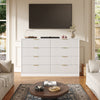55.1" W Fluted 8 Drawer Dresser for Adult,Wooden Bedroom Dresser,Dresser TV Stand up to 65" for Living Room,White