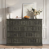 Rustic 9-Drawer Wood Dresser, Large Storage Chest Organizer with Metal Handles for Bedroom, Living Room, Farmhouse Style Furniture,Gray