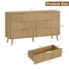 Fluted 6 Drawers Dresser, 55.1" Wide Modern Chest of Drawers with Wood Foot, Dresser TV Stand Up to 65 Inch TV, Wood Drawer Organizer for Bedroom, Living Room, Hallway - OAK