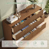 55.1" W Fluted 6 Drawer Dresser for Adult,Wooden Bedroom Dresser,Dresser TV Stand up to 65" for Living Room,Oak