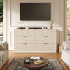 55.1" W Fluted 7 Drawer Dresser for Adult,Wooden Bedroom Dresser,Dresser TV Stand up to 65" for Living Room,Beige
