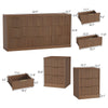3-Piece Modern Bedroom Set - 9 Drawer Wide Dresser & Nightstands Set of 2 with Fluted Design, Anti-Tip Safety Light Walnut Natural Wood Storage Furniture for Bedroom,Hallway 9+6,Light Walnut
