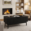 Fluted Lift Top Coffee Table with Storage, 39.4" Width Rising Coffee Tables with Hidden Compartment, Wood Center Table for Living Room Office, Black