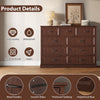 Rustic 9-Drawer Wood Dresser, Large Storage Chest Organizer with Metal Handles for Bedroom, Living Room, Farmhouse Style Furniture,Brown