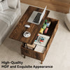 Fluted Lift Top Coffee Table with Storage, 39.4" Width Rising Coffee Tables with Hidden Compartment, Wood Center Table for Living Room Office, Brown
