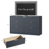 55.1" W Fluted 6 Drawer Dresser for Adult,Wooden Bedroom Dresser,Dresser TV Stand up to 65" for Living Room,Blue
