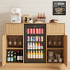 53" Mini Fridge Cabinet with Power Outlet,Fluted Coffee Bar Cabinet with Mini Fridge Space,Buffet Sideboard with Drawers,Natural