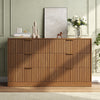 55.1" W Fluted 6 Drawer Dresser for Adult,Wooden Bedroom Dresser,Dresser TV Stand up to 65" for Living Room,Oak