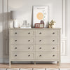 8-Drawer Dressers for Bedroom,55.1"Width Modern Chest of Drawer with Metal Handlesfor Living Room,Hallway,Entryway,Beige
