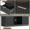 53" Mini Fridge Cabinet with Power Outlet,Fluted Coffee Bar Cabinet with Mini Fridge Space,Buffet Sideboard with Drawers,Black