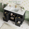 48" Fluted Bathroom Vanity Cabinet with 4 Drawers,Bathroom Vanity with Sink and Soft-Close Doors,Freestanding Bathroom Sink Cabinet,Black