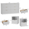 3-Piece Modern Bedroom Set - 6 Drawer Wide Dresser & Nightstands Set of 2 with Fluted Design, Anti-Tip Safety White Natural Wood Storage Furniture for Bedroom,Hallway 6+2,White