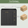 35.4" Fluted Bathroom Vanity Cabinet with 3 Drawers,Bathroom Vanity with Sink and Soft-Close Doors,Freestanding Small Bathroom Sink Cabinet,Black