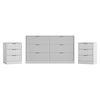 3-Piece Modern Bedroom Set - 6 Drawer Wide Dresser & Nightstands Set of 2 with Fluted Design, Anti-Tip Safety White Natural Wood Storage Furniture for Bedroom,Hallway 6+6,White
