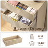 5 Drawer Dresser for Bedroom,Tall Dresser with Metal Handle,Fluted Dresser Modern Storage Cabinet for Home Office Living Room,White